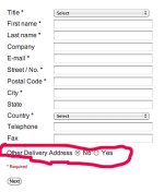 How do I remove "Other delivery address?" from the customer form? 