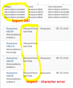 Import UTF8 problem - simple Import & Export